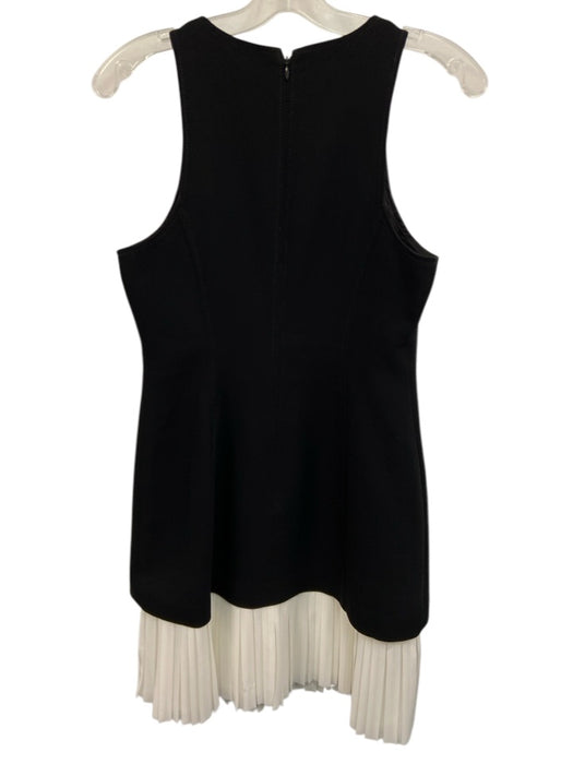 Cinq a Sept Black & White Triacetate Blend Sleeveless Pleated Dress Black & White