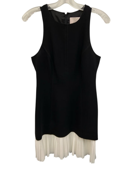 Cinq a Sept Black & White Triacetate Blend Sleeveless Pleated Dress Black & White