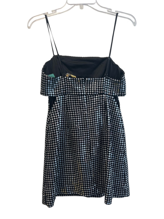 Ramy Brook Size 4 Black & Silver Polyester Back Zip Sleeveless Sparkle Dress Black & Silver / 4
