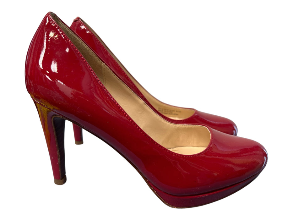 Cole Haan Shoe Size 5.5 Red Patent Leather High Heel Almond Toe Platform Shoes Red / 5.5