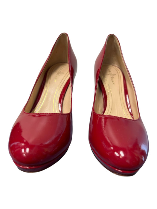 Cole Haan Shoe Size 5.5 Red Patent Leather High Heel Almond Toe Platform Shoes Red / 5.5