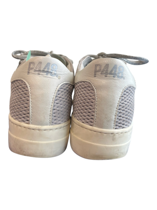 P448 Shoe Size 35 Gray Leather & Suede Round Toe Low Top Lace Up Sneaker Shoes Gray / 35