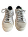 P448 Shoe Size 35 Gray Leather & Suede Round Toe Low Top Lace Up Sneaker Shoes Gray / 35