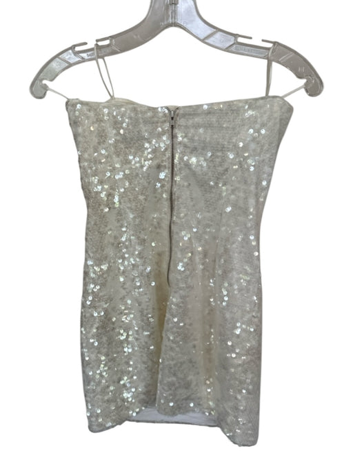 Bardot Size 6 White Polyester Strapless Sequined Key hole Back Zip Gown White / 6
