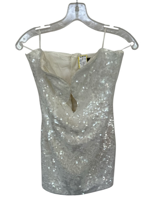 Bardot Size 6 White Polyester Strapless Sequined Key hole Back Zip Gown White / 6