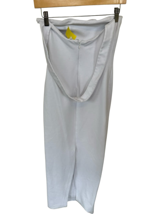 Helsa Size S White Rayon Back Strap Back Slit Back Zip Strapless Dress White / S