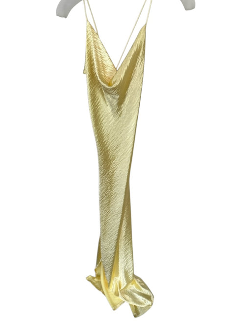 Resa Size S Yellow Polyester Side Slit tie strap Maxi Flowy Dress Yellow / S