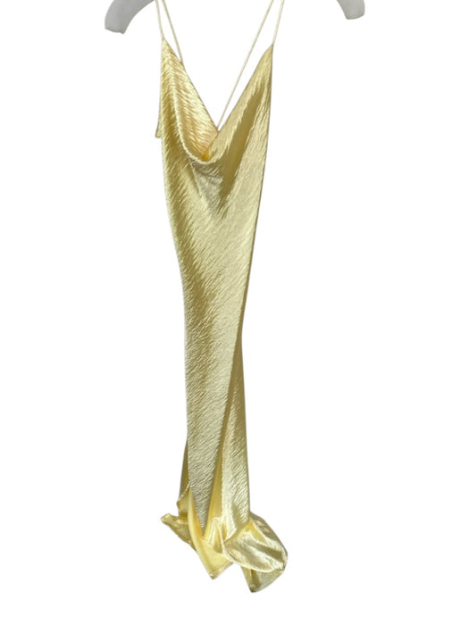 Resa Size S Yellow Polyester Side Slit tie strap Maxi Flowy Dress Yellow / S