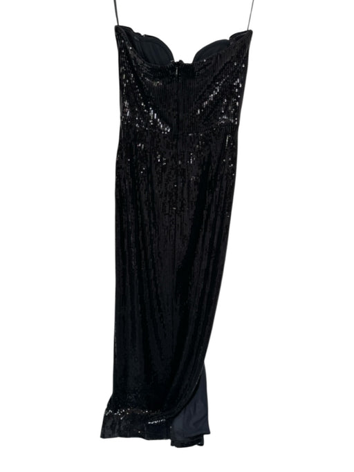 Revolve Size XS Black Polyester Sequined Strapless Side Slit Cutout Detail Gown Black / XS