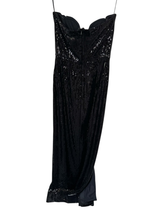 Revolve Size XS Black Polyester Sequined Strapless Side Slit Cutout Detail Gown Black / XS