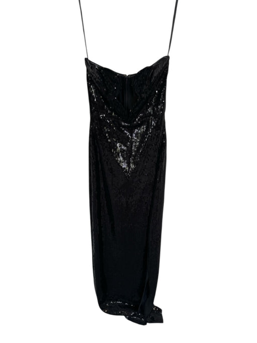 Revolve Size XS Black Polyester Sequined Strapless Side Slit Cutout Detail Gown Black / XS