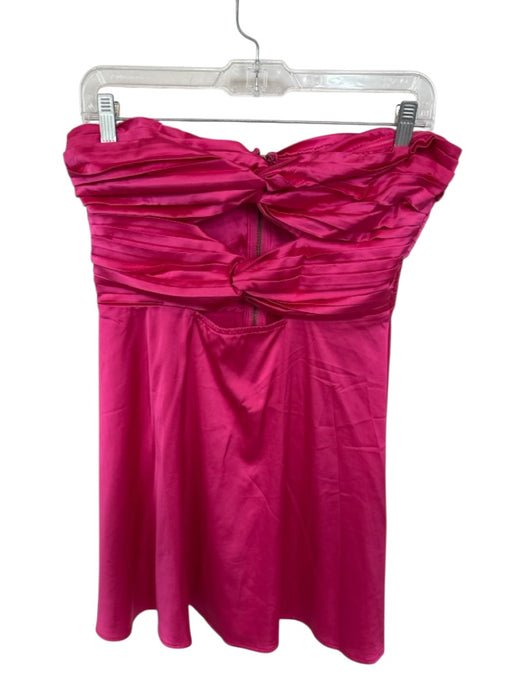 RNWY Size M Hot pink Satin Strapless Mini Pleated Detail Cut Outs Dress Hot pink / M