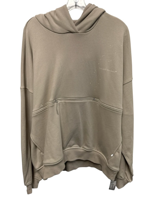 Adidas Size L Beige Cotton Blend Solid Hoodie Athleisure Men's Jacket Beige / L