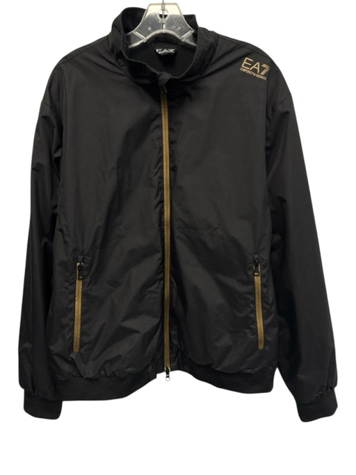 EA7 Size XXL Black Synthetic Solid Athletic Zip Up Men's Jacket Black / XXL
