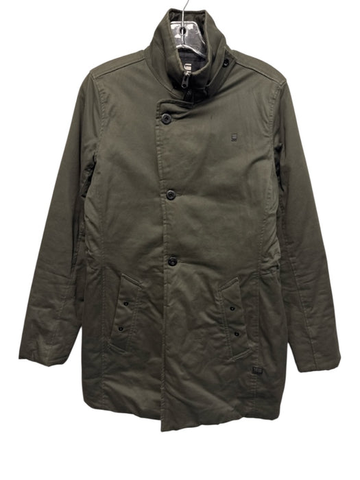 G Star Raw Size S Dark Green Cotton Zip Up Long Sleeve Puff Buttons Jacket Dark Green / S