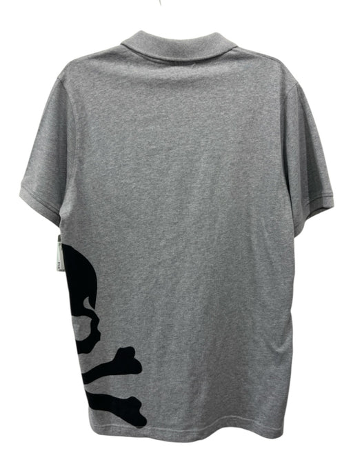 Phillip Plein Size XL Gray & Black Cotton Polo Men's Short Sleeve Gray & Black / XL