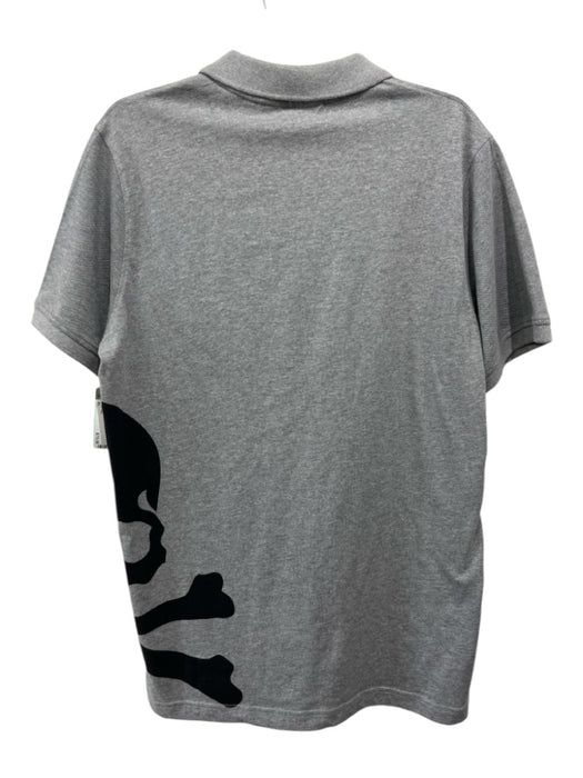 Phillip Plein Size XL Gray & Black Cotton Polo Men's Short Sleeve Gray & Black / XL