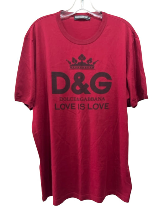Dolce & Gabbana Size 58 Red & Black Cotton Graphic Men's Short Sleeve Red & Black / 58
