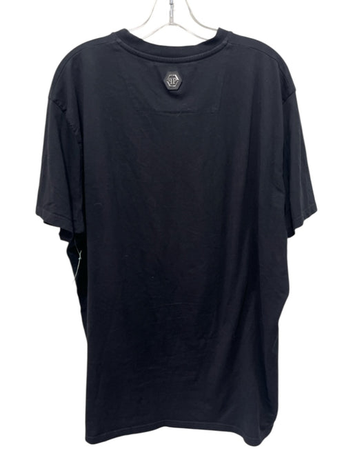 Phillip Plein Size XXL Gray & Black Cotton Men's Short Sleeve Gray & Black / XXL