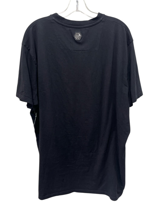 Phillip Plein Size XXL Gray & Black Cotton Men's Short Sleeve Gray & Black / XXL