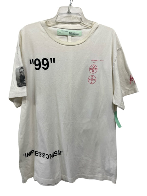 Off White Size M White & Multi Cotton Graphic Men's Short Sleeve White & Multi / M