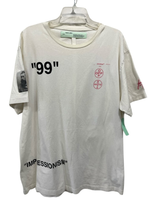 Off White Size M White & Multi Cotton Graphic Men's Short Sleeve White & Multi / M