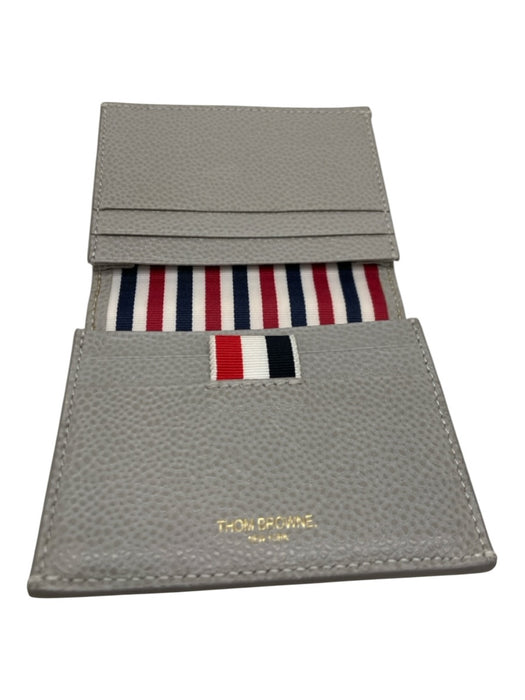 Thom Browne Gray & Multi-Color Leather Stripe Detail Men's Wallet Gray & Multi-Color