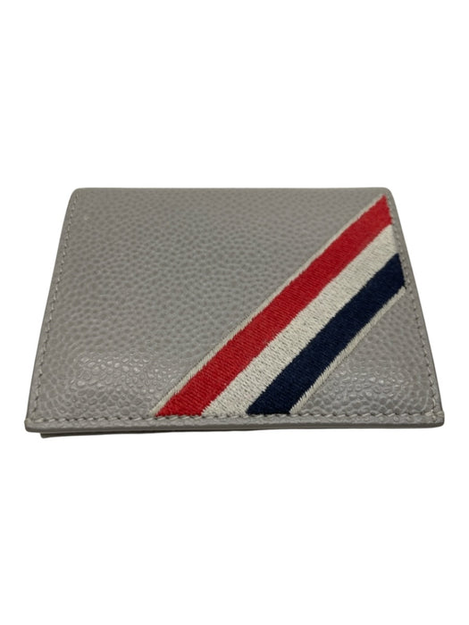 Thom Browne Gray & Multi-Color Leather Stripe Detail Men's Wallet Gray & Multi-Color