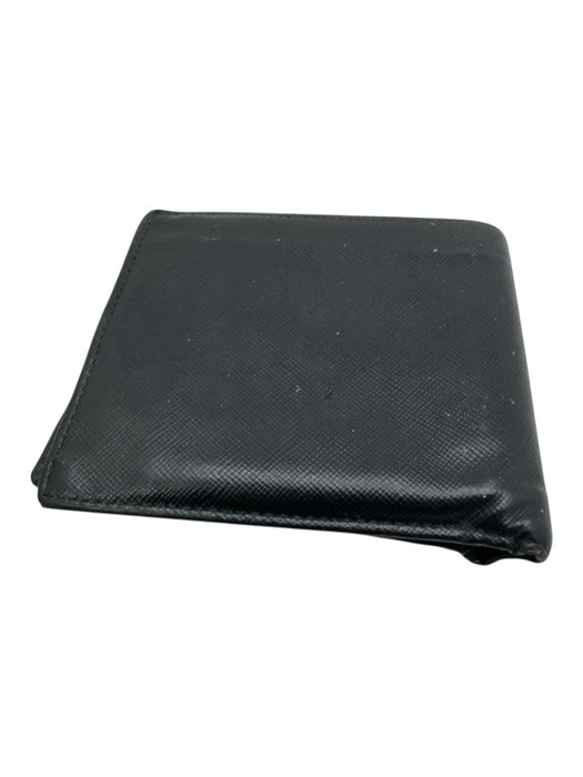 Prada AS IS Black Leather Silver Hardware Men's Wallet Black