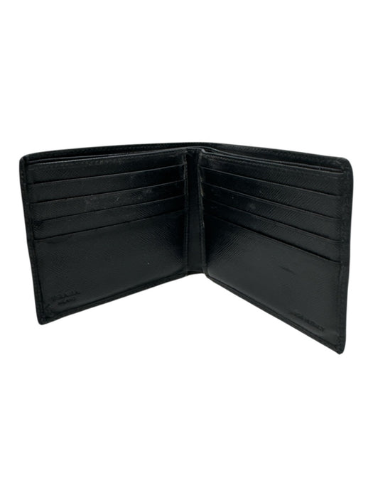 Prada AS IS Black Leather Silver Hardware Men's Wallet Black