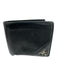 Prada AS IS Black Leather Silver Hardware Men's Wallet Black