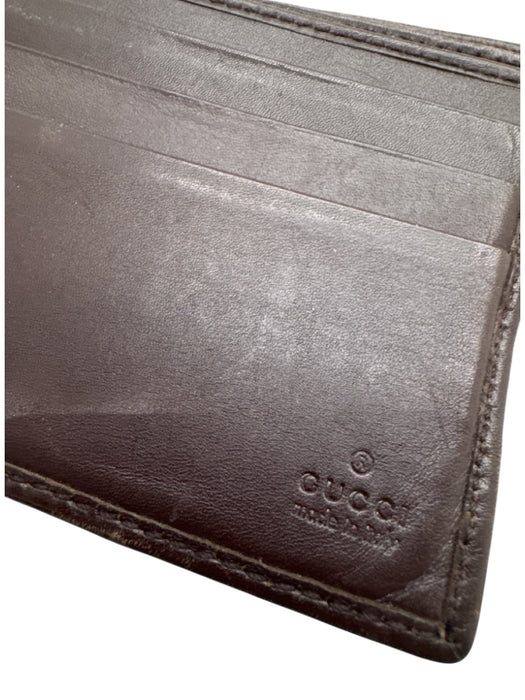 Gucci AS IS Brown & Multi Leather Monogram Striped Men's Wallet Brown & Multi