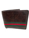 Gucci AS IS Brown & Multi Leather Monogram Striped Men's Wallet Brown & Multi