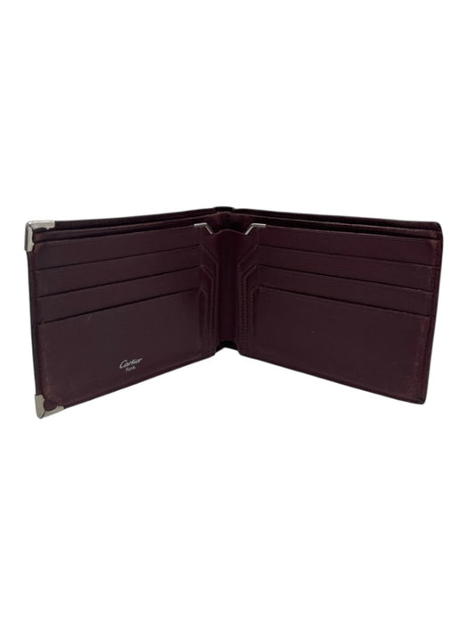 Cartier AS IS Black Leather Silver Hardware Men's Wallet Black