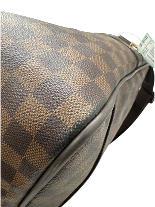 Louis Vuitton Brown & Beige Leather Damier Zip Pockets Men's Bag Brown & Beige