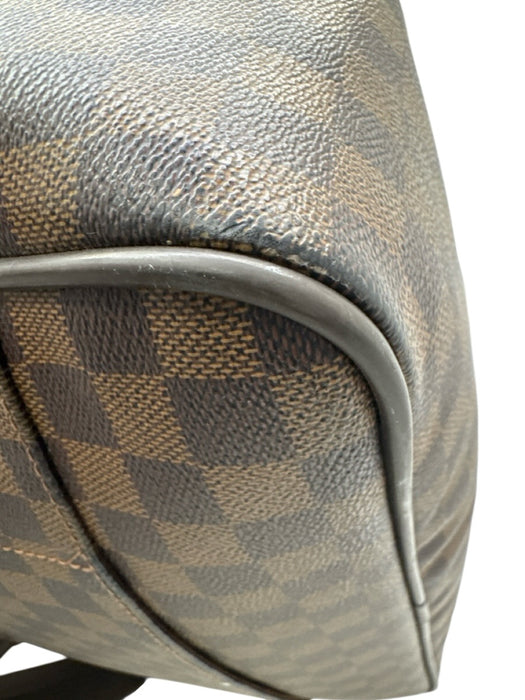 Louis Vuitton Brown & Beige Leather Damier Zip Pockets Men's Bag Brown & Beige