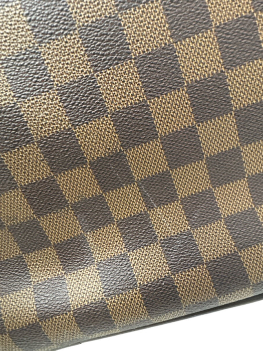Louis Vuitton Brown & Beige Leather Damier Zip Pockets Men's Bag Brown & Beige
