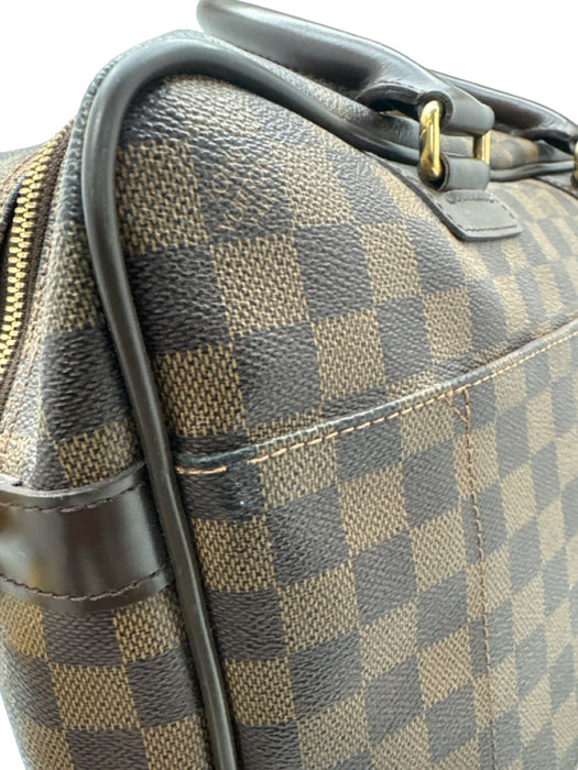 Louis Vuitton Brown & Beige Leather Damier Zip Pockets Men's Bag Brown & Beige