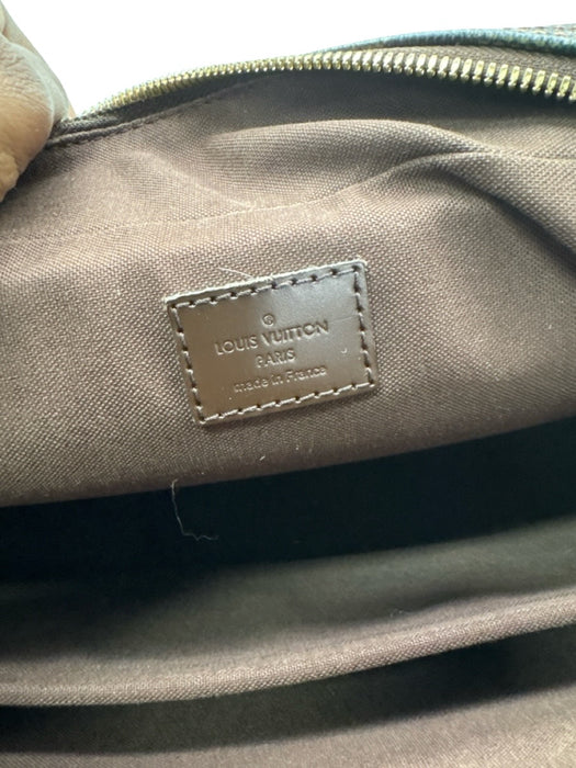 Louis Vuitton Brown & Beige Leather Damier Zip Pockets Men's Bag Brown & Beige
