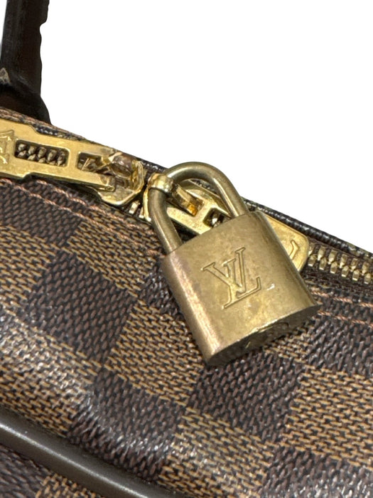 Louis Vuitton Brown & Beige Leather Damier Zip Pockets Men's Bag Brown & Beige