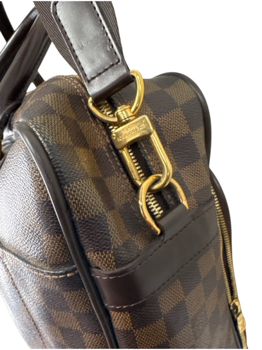 Louis Vuitton Brown & Beige Leather Damier Zip Pockets Men's Bag Brown & Beige
