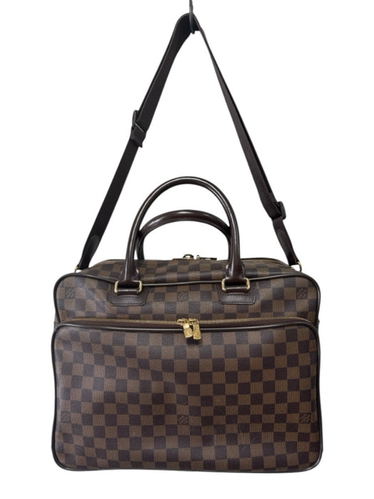 Louis Vuitton Brown & Beige Leather Damier Zip Pockets Men's Bag Brown & Beige