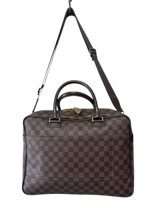 Louis Vuitton Brown & Beige Leather Damier Zip Pockets Men's Bag Brown & Beige