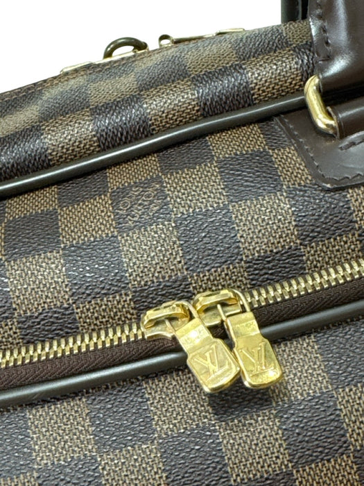 Louis Vuitton Brown & Beige Leather Damier Zip Pockets Men's Bag Brown & Beige
