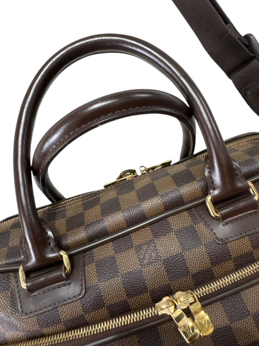 Louis Vuitton Brown & Beige Leather Damier Zip Pockets Men's Bag Brown & Beige