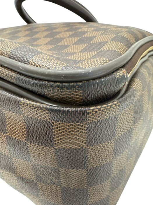 Louis Vuitton Brown & Beige Leather Damier Zip Pockets Men's Bag Brown & Beige