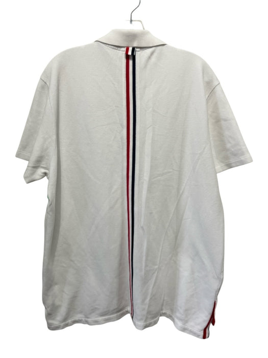 Thom Browne Size 5 White, Red & Blue Cotton Solid Polo Men's Short Sleeve White, Red & Blue / 5