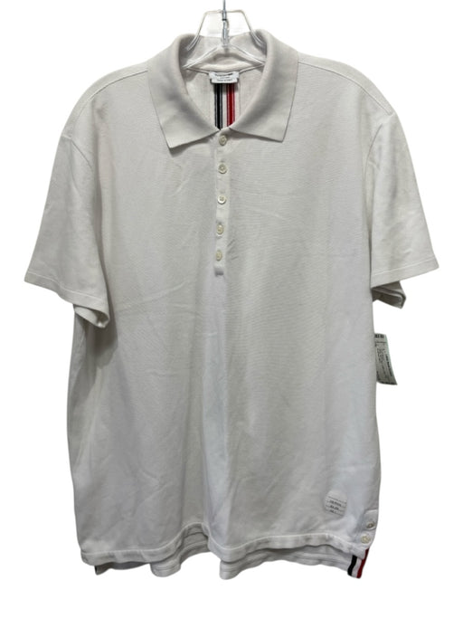 Thom Browne Size 5 White, Red & Blue Cotton Solid Polo Men's Short Sleeve White, Red & Blue / 5