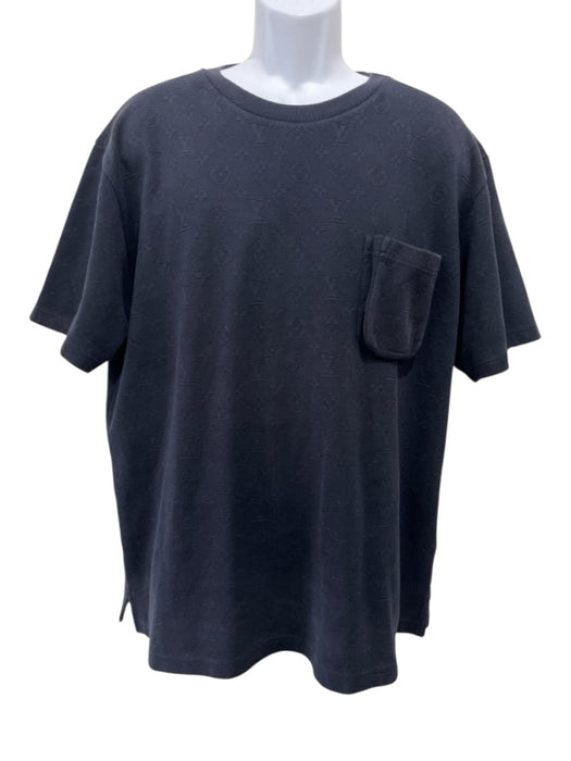 Louis Vuitton Size XXL Navy Blue Cotton All Over Print Men's Short Sleeve Navy Blue / XXL