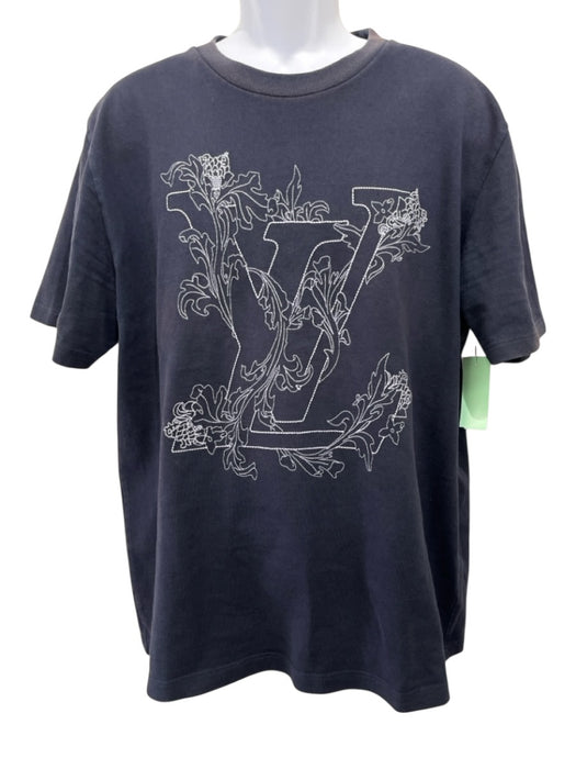 Louis Vuitton AS IS Size XXL Navy Blue & White Cotton Graphic Men's Short Sleeve Navy Blue & White / XXL